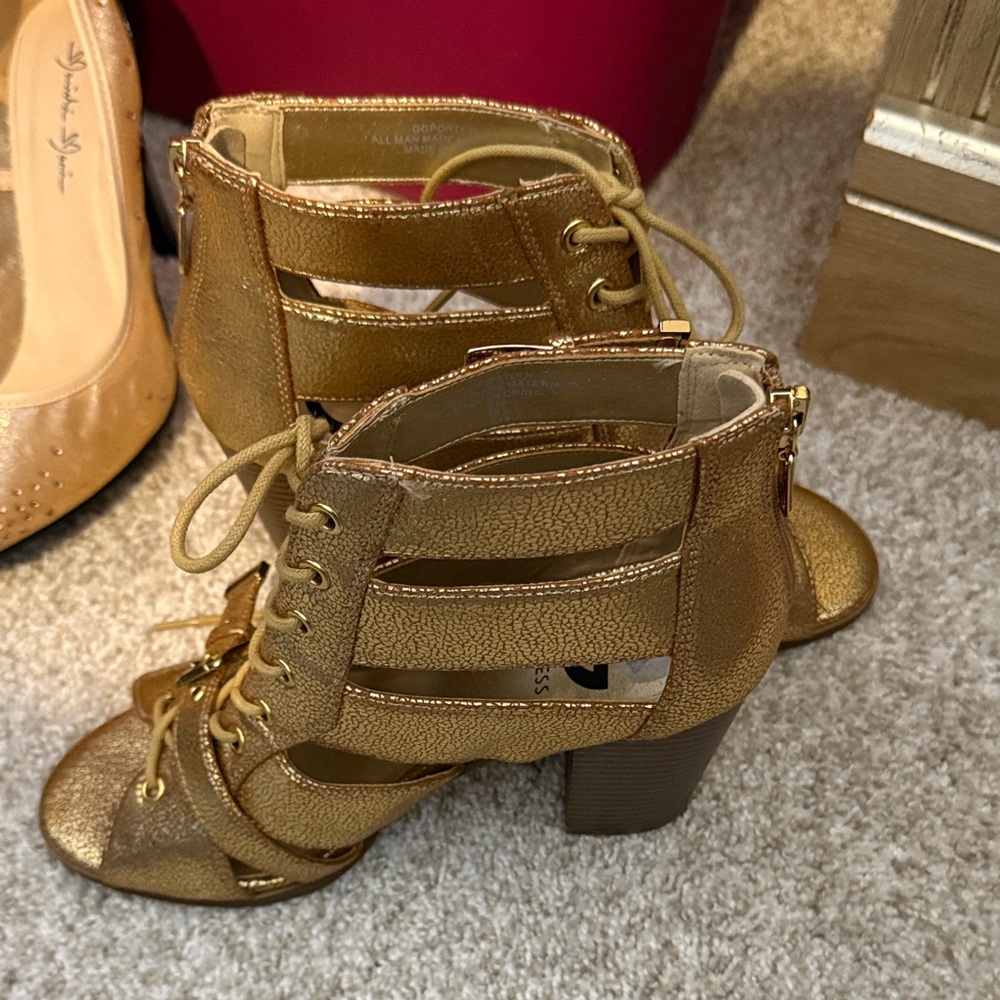 G by Guess Gold Lace-Up Heels